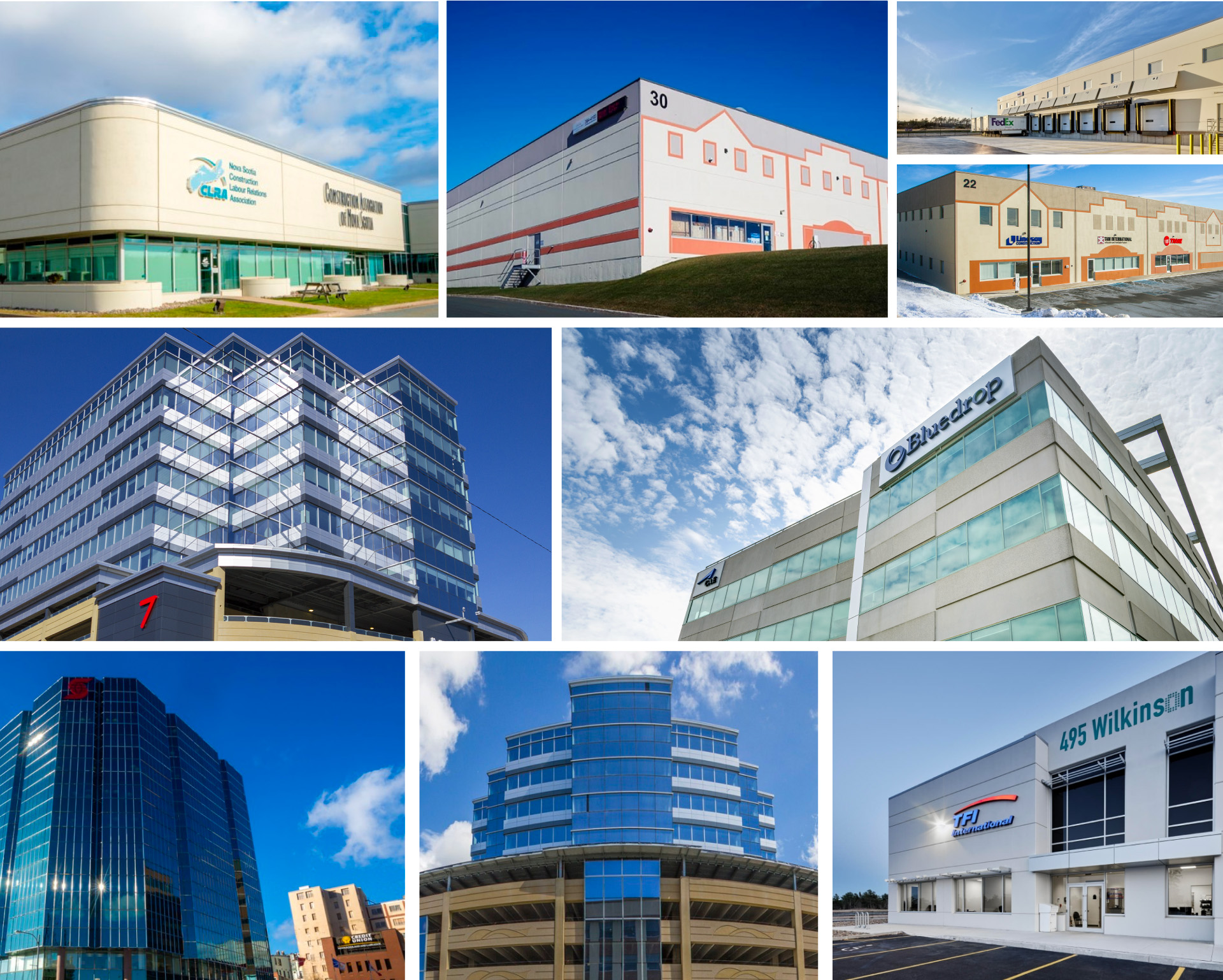 A gallery of several East Port Properties buildings.